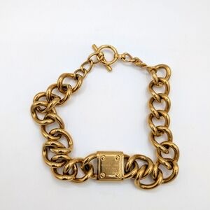 Michael Kors Gold Tone Lock Chain Necklace | Chunky Statement Y2K Luxe